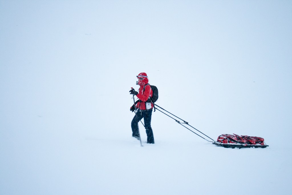 Deep into the snow during our winter expedition in the Arctic circle in Finland